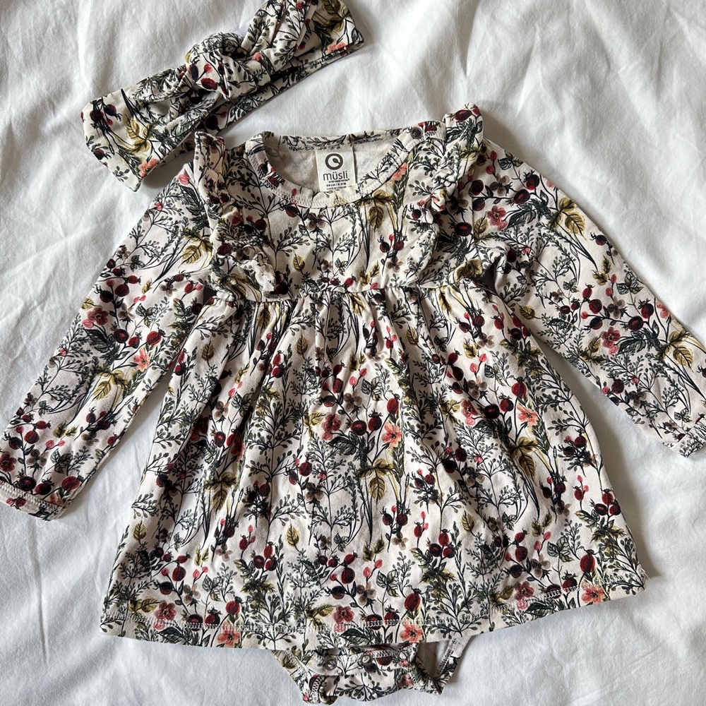 Müsli Floral Baby Dress with Headband